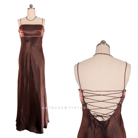 Night Way Collections Dresses & Skirts - Vintage Night Way Prom Dress Maxi Gown 8 Brown 90S Y2K Regency Grunge Princess